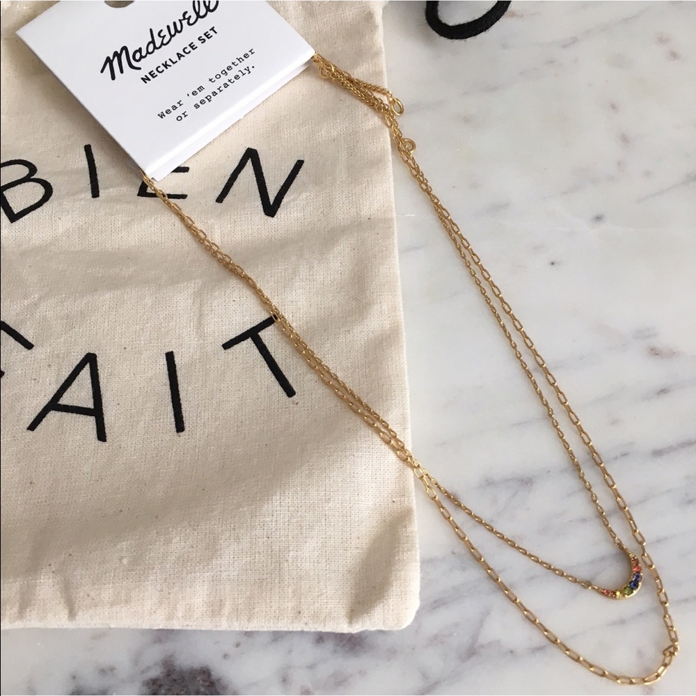 Madewell Rainbow Pavé Moon Necklace Set - Picture 2 of 10